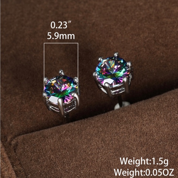 Mystic topaz rainbow crystal stud earrings - Picture 8 of 8